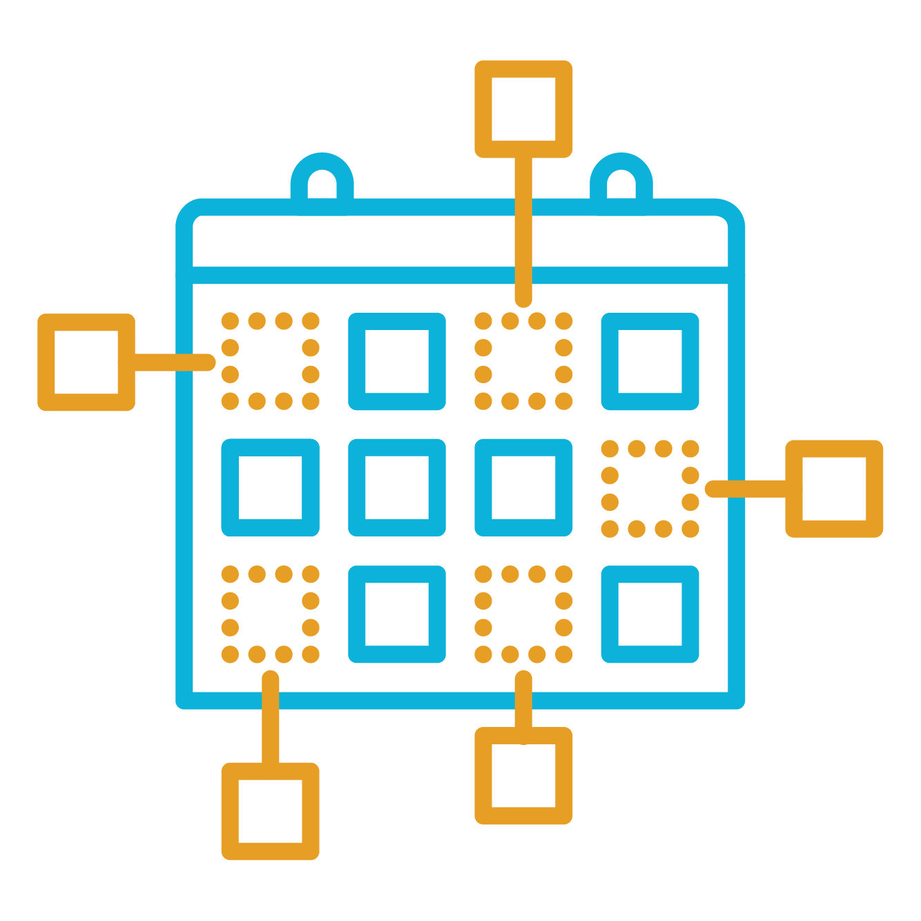 blue and gold calendar icon