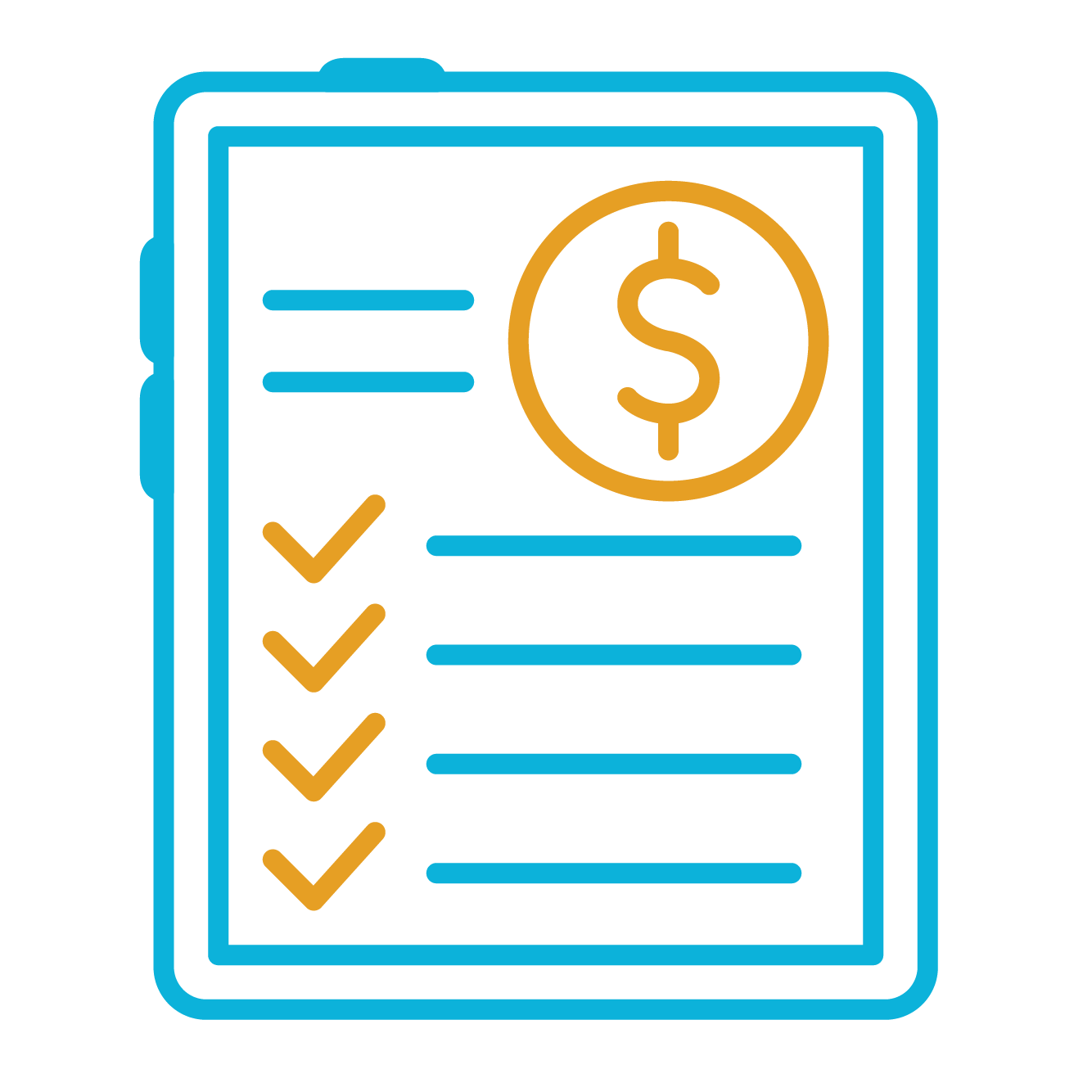 Blue and gold checklist icon.