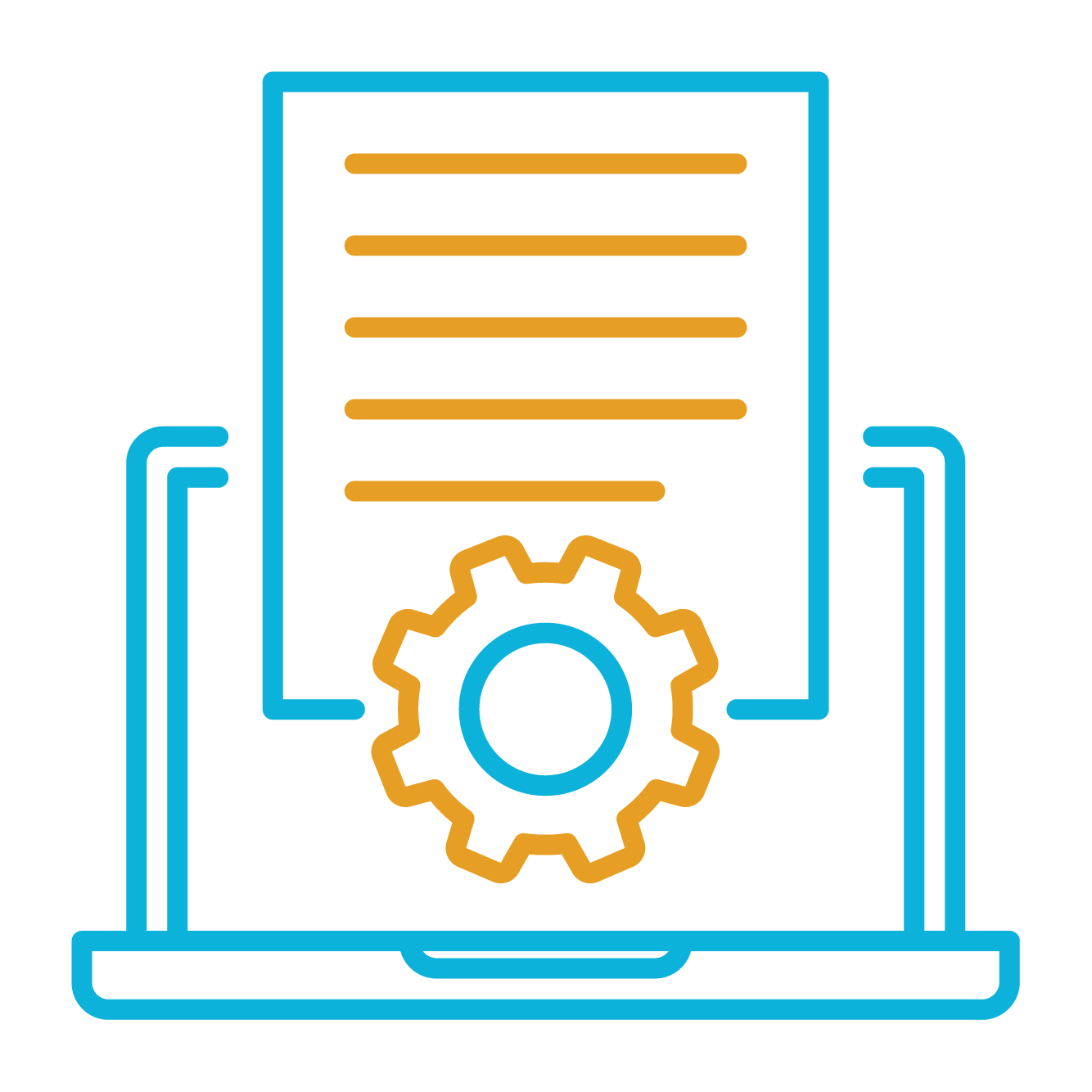 blue and gold computer and document icon