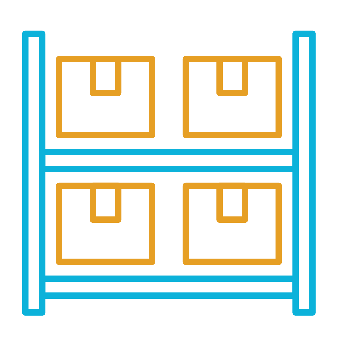 blue and gold stock icon with boxes