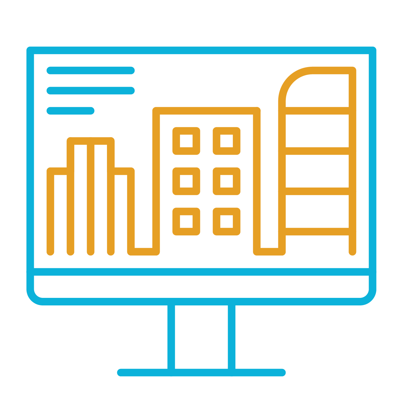 blue and gold computer dashboard icon