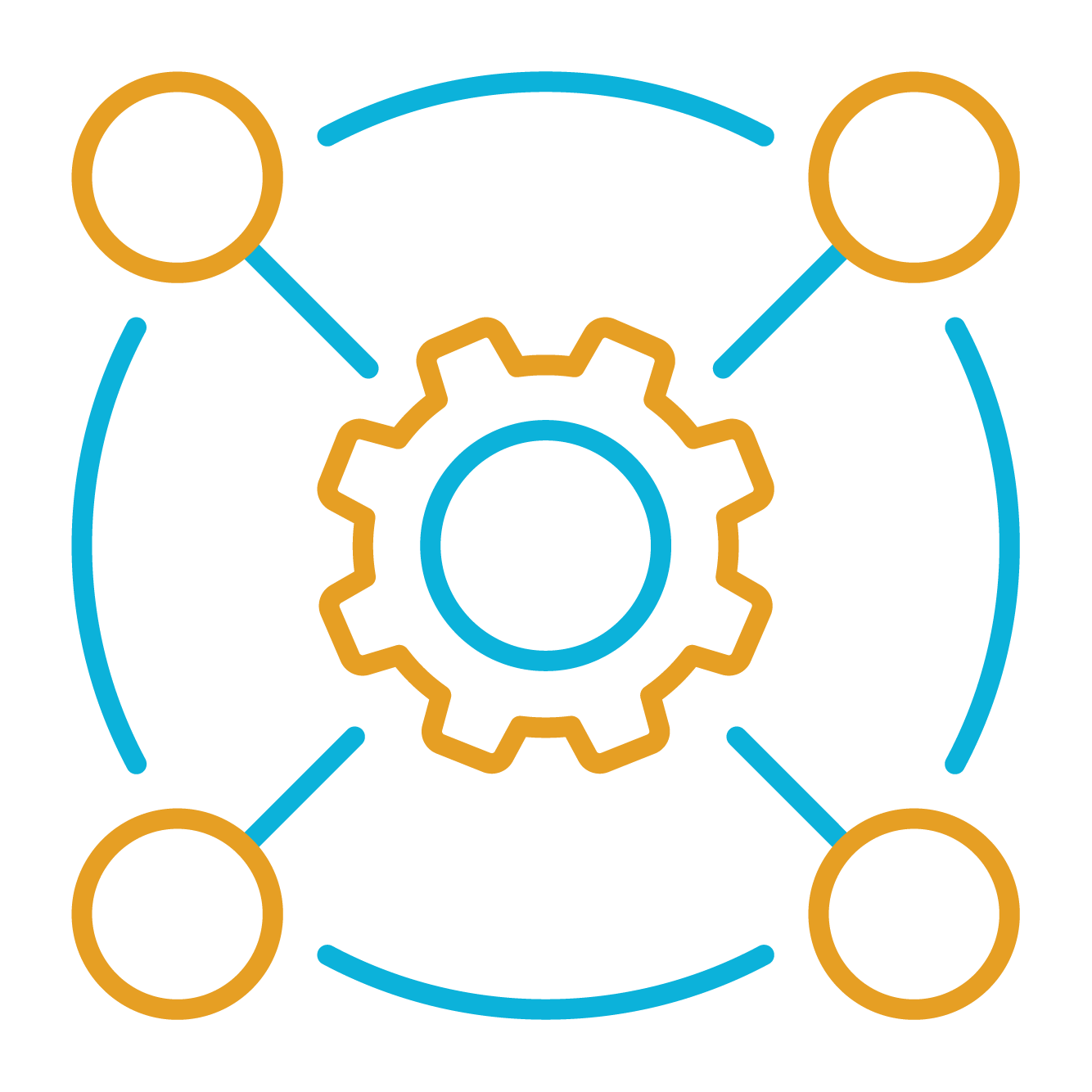 blue and gold icon of gear