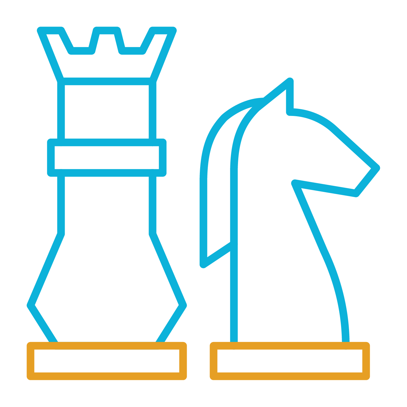 blue and gold chess piece icon