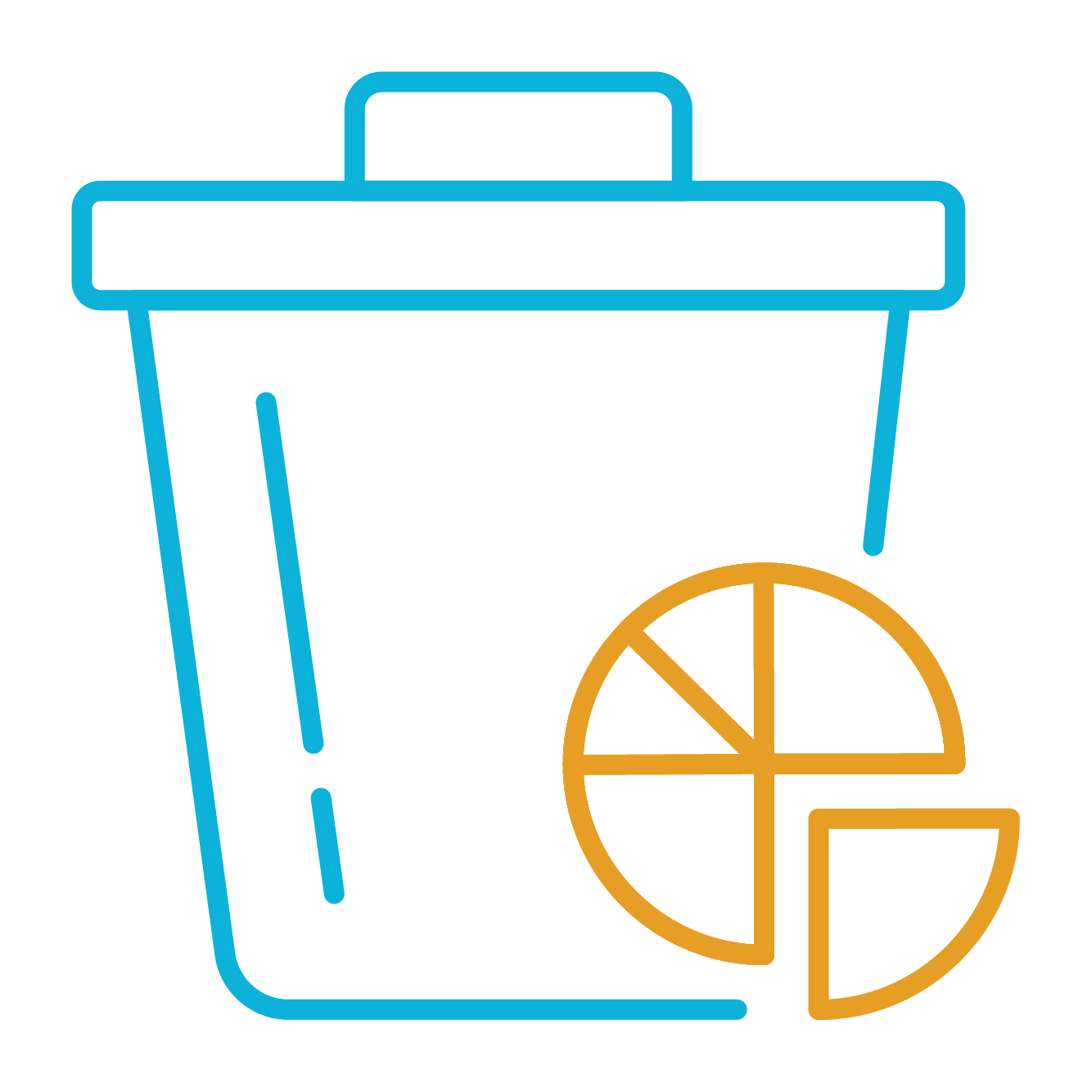 blue and gold trash icon