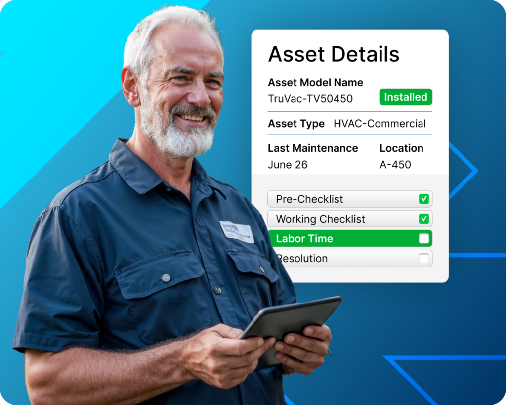 technician looking at asset records