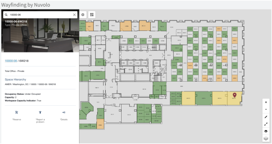 wayfinding interactive map screenshot with layout of building